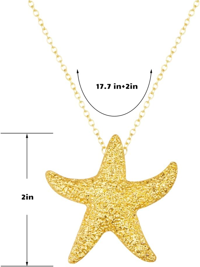 Sanyaa Seashell Starfish Necklace for Women Conch Shell Summer Pearl Beach 14k Gold Layered Dainty Choker - Image 3